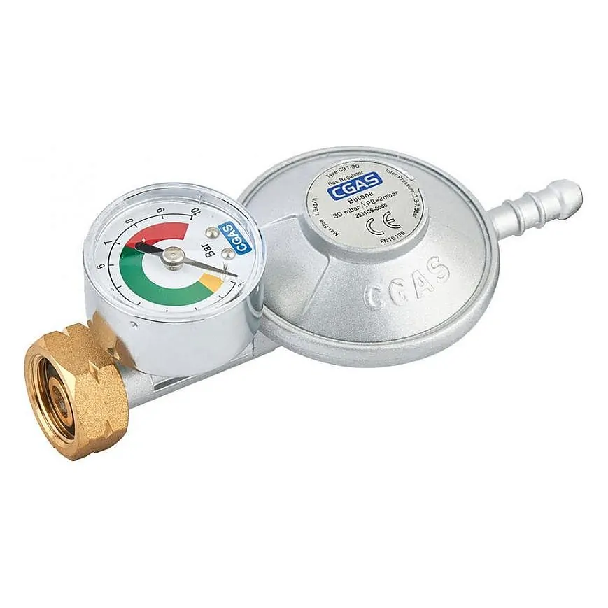 Regulátor plynu CGAS C31-30, 30mbar PB, 8mm s manometrem, 2172905, W21,8x1/14"