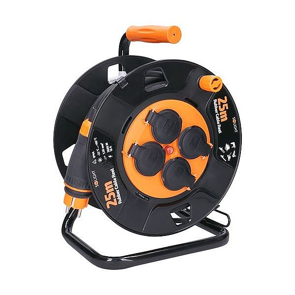 Solight Buben prodlužovací venkovní IP44 3x 1,5mm2 4Z, 25m kabel SPB33 TSM Orange