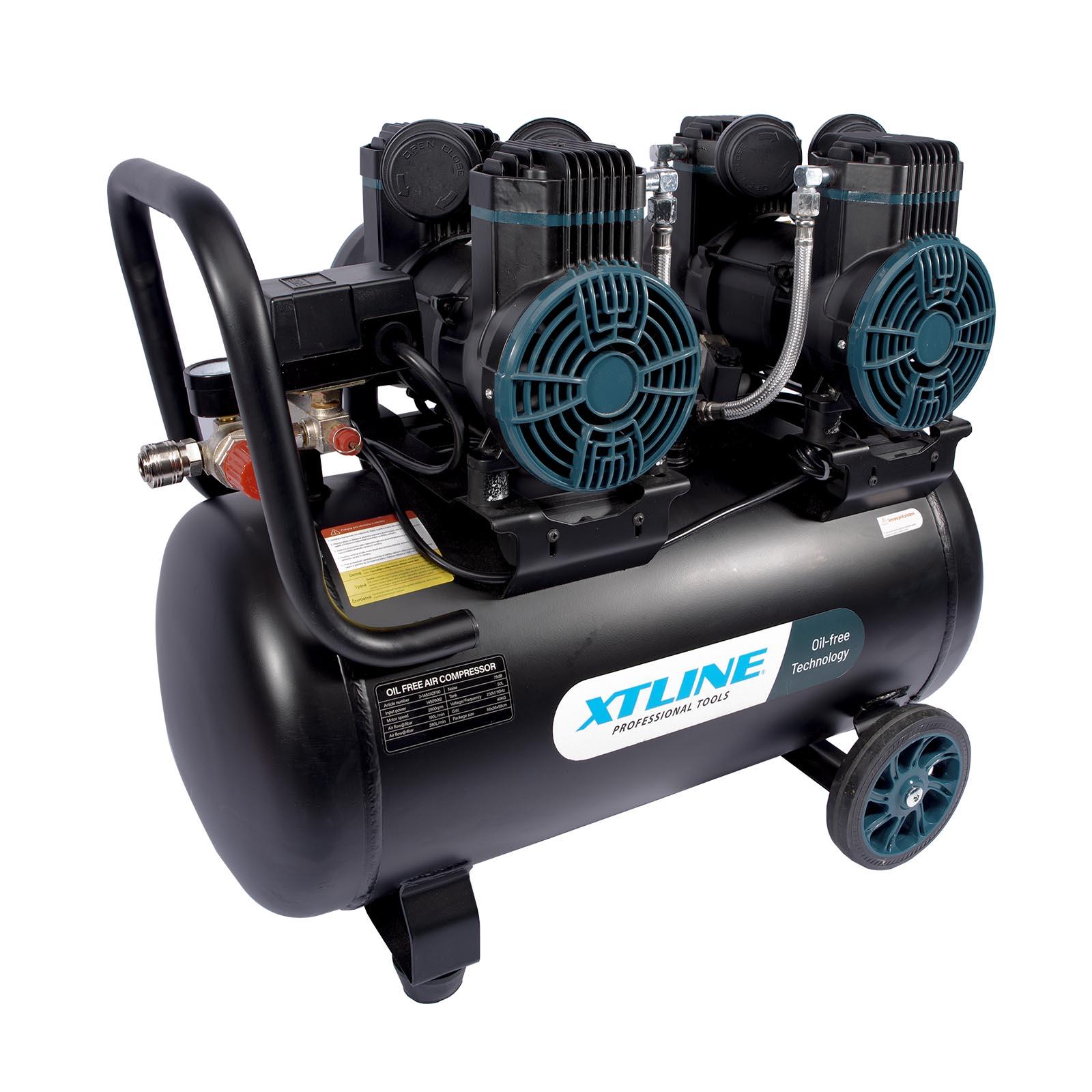 Bezolejový kompresor 2x1450 W, 50 l XTLINE XT2050, 230V