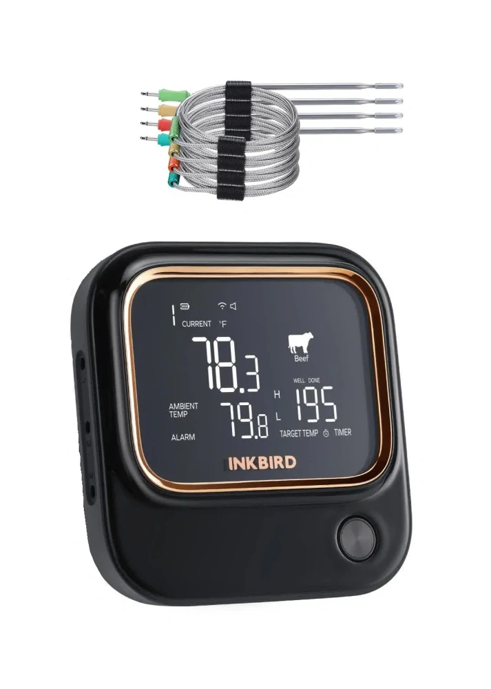 BBQ Grilovací teploměr Inkbird IBT-26S-4PR, 4 drátové sondy, WiFi 5GHz + Bluetooth do 50 m