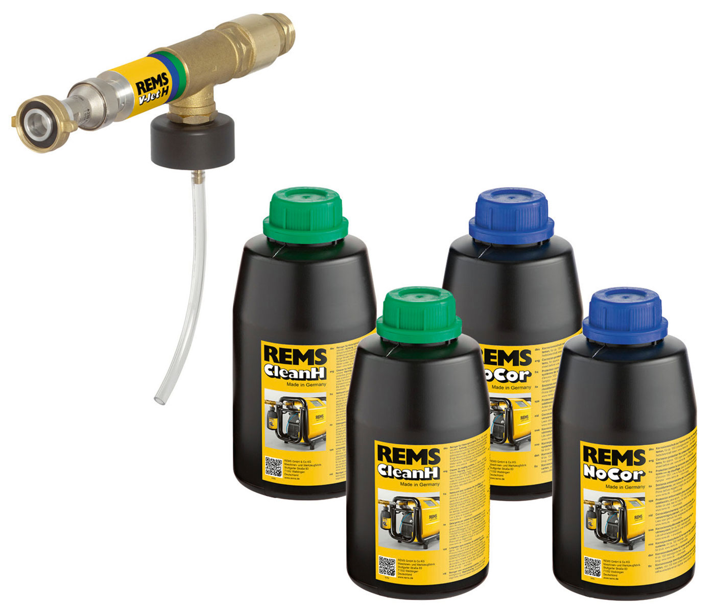 Rems Startovací Set H, 115853, 1 x T-kus Rems V-Jet H, 2 x Rems CleanH, 2 x Rems NoCor