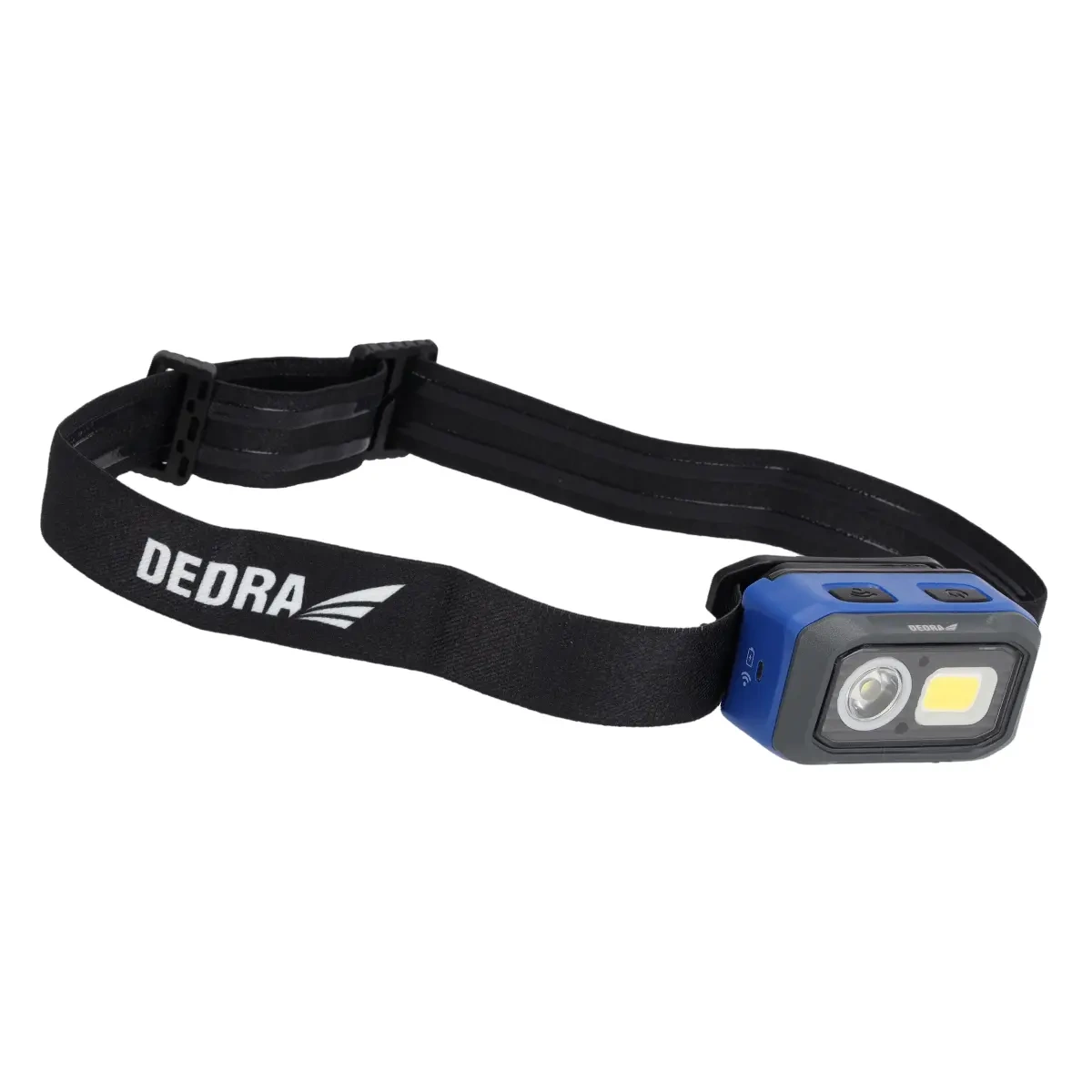 Dedra Čelová svítilna 500 lm SMD+COB LED, 1000mAh Li-ION, 3xAAA L1015, čelovka sklopná, 55m, IP54, USB-C, senzor pohybu
