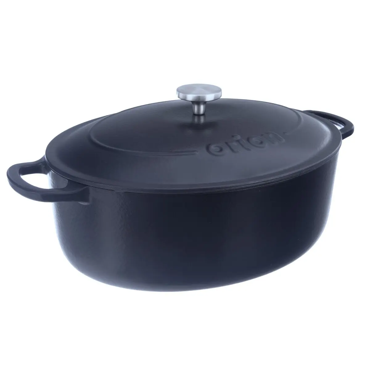 Orion Pekáč s poklopem litina smalt 42x27 cm, 127037 oválný, modro-šedý, nerez úchop