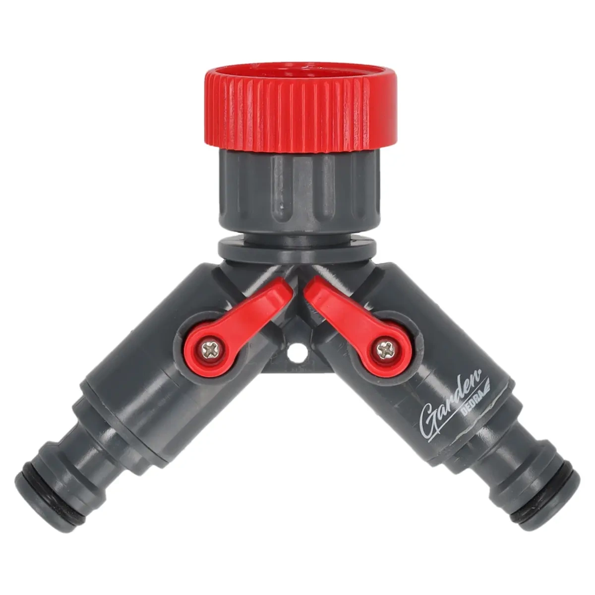 Dedra Dvojitá přípojka na vodovodní kohoutek 3/4"-1" 80N002K s uzávěry, ABS a PP plast, blistr