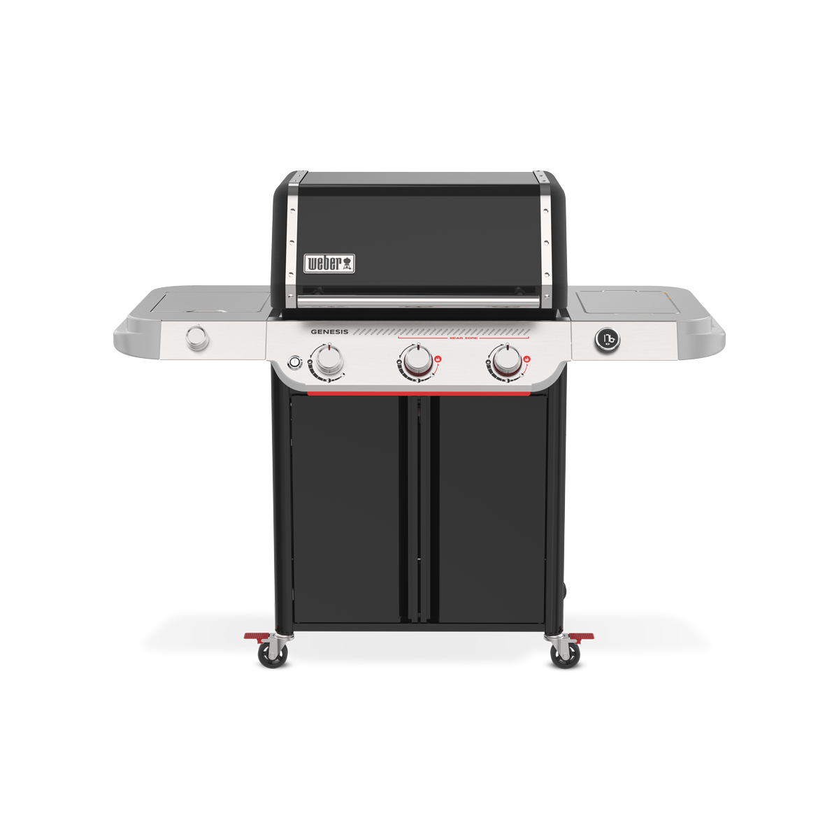 Weber Plynový gril Genesis E-335 W, 1501376, 17,9kW, 3 hořáky + vařič, Sear Zone, teploměr, černý