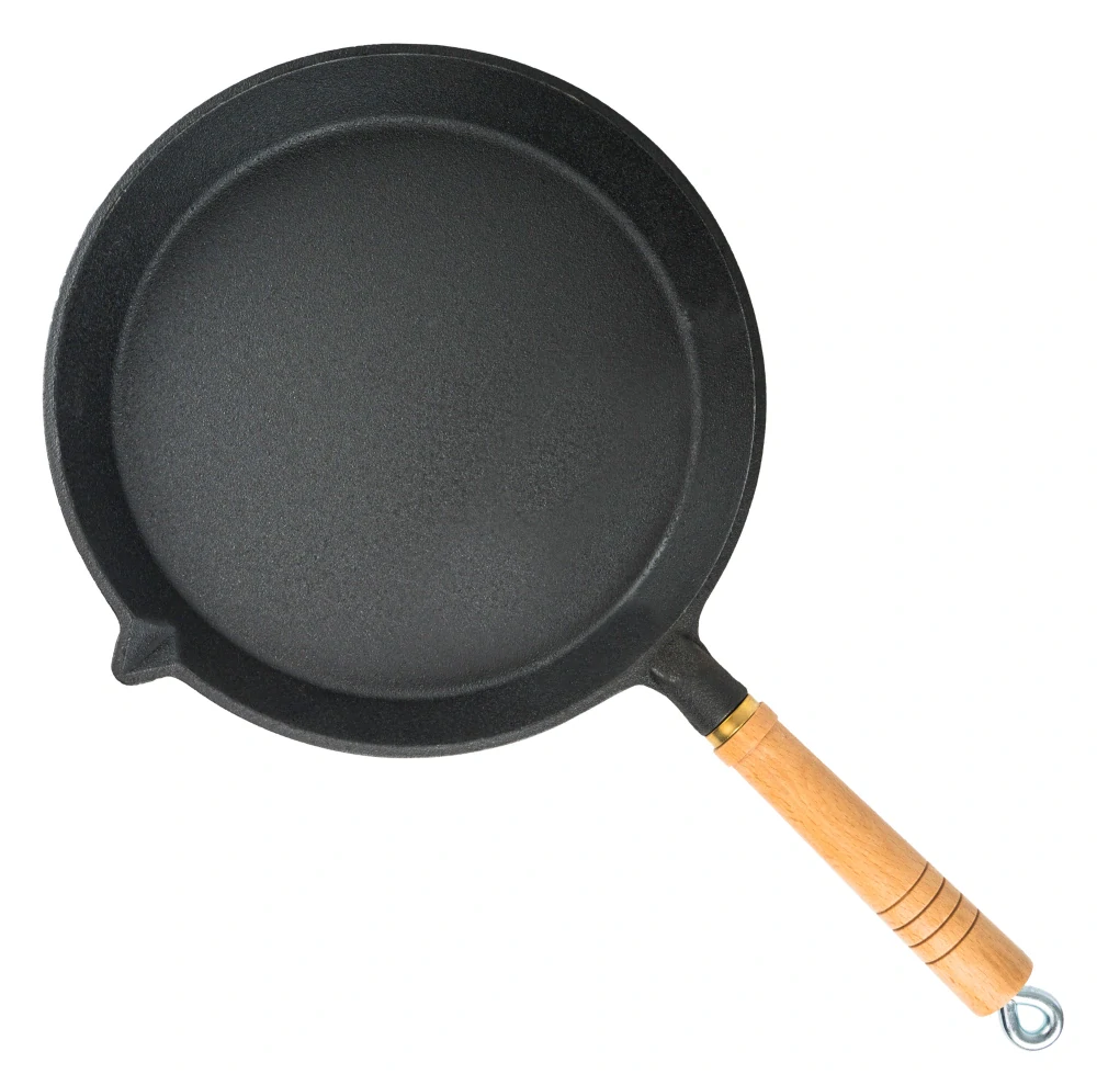 G21 pánev na gril 26 cm, litinová 6353982 s dřevěným madlem, hladká