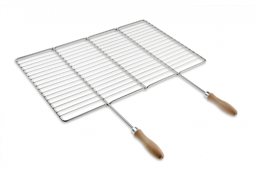 Deos Grilovací rošt nerezový 60x38 cm DE0072, 2 dřevěné rukojeti