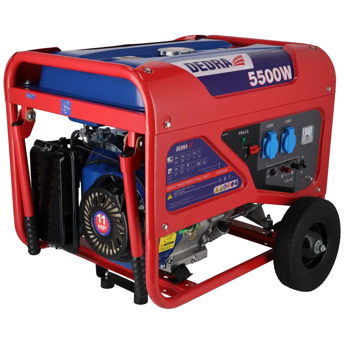 Dedra elektrocentrála 5,5/5KW, 2x 230V, 1x12V AVR, DEGB6500K benzínová, ruční start