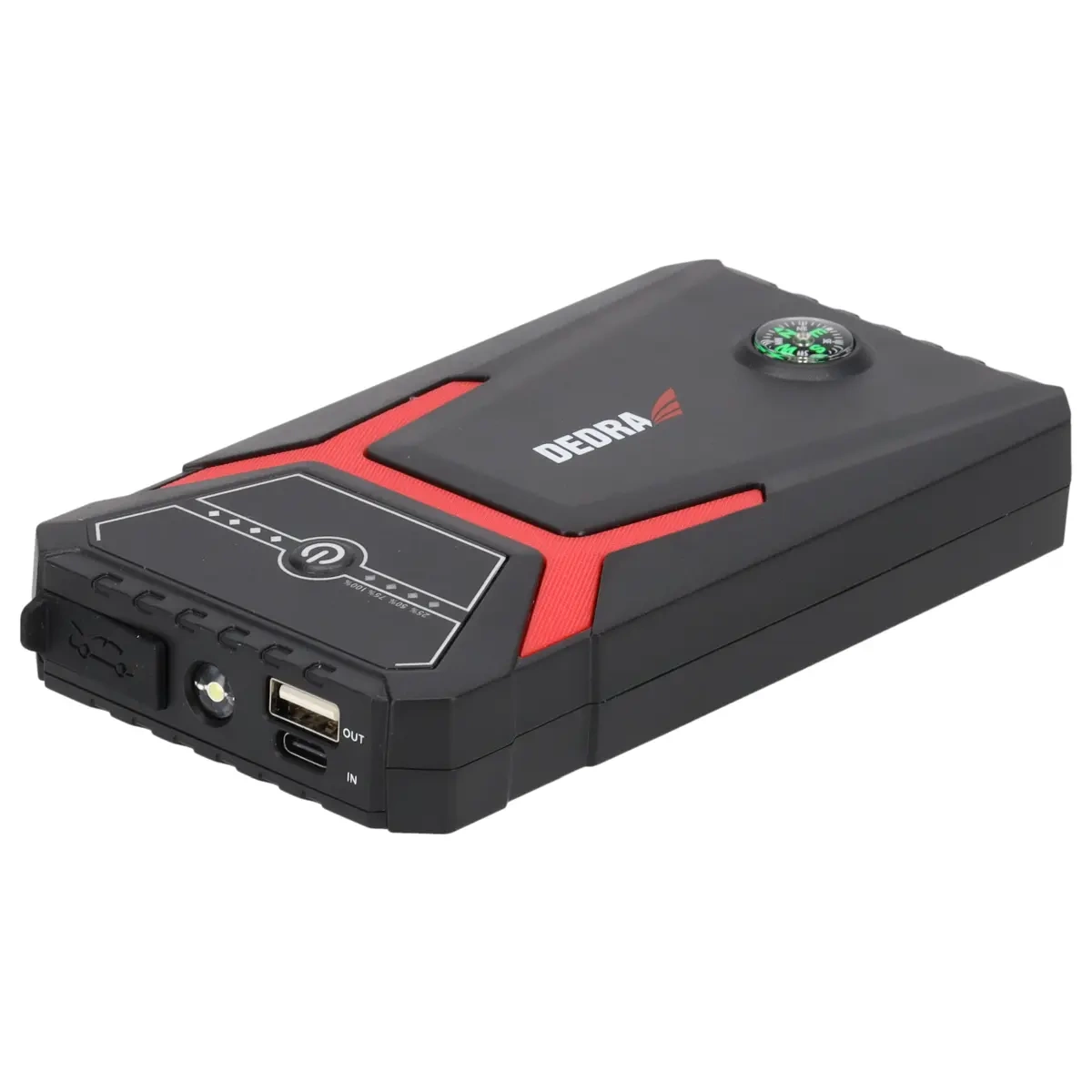 Dedra Powerbanka 8000mAh Li-Ion DEPP0800, s funkcí spouštění motoru, USB-C, svítilna, kompas