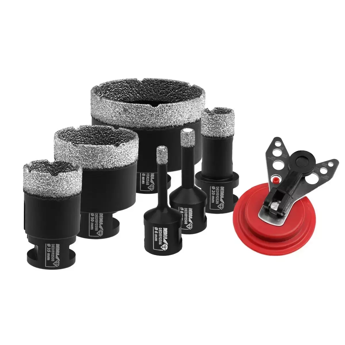 Dedra vrtací korunky VB Set 6,8,20,35,50,68mm M14 diamantové DED1592SZ04, 6 ks do dlažby + vodítko pro vrtáky