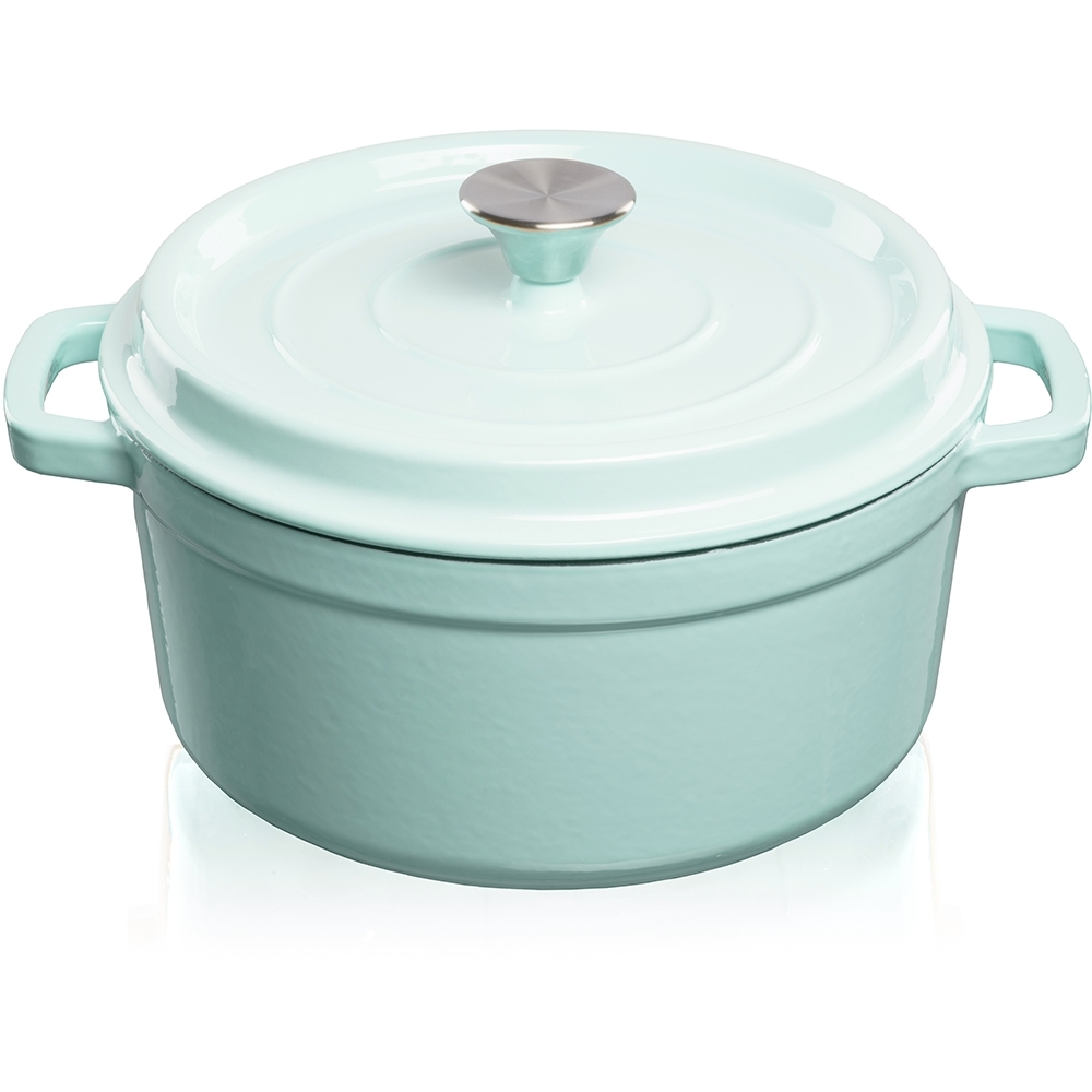 Hrnec s víkem litina, smalt 3,5l, 24 cm světle modrý Grand feu FEUMBLUE