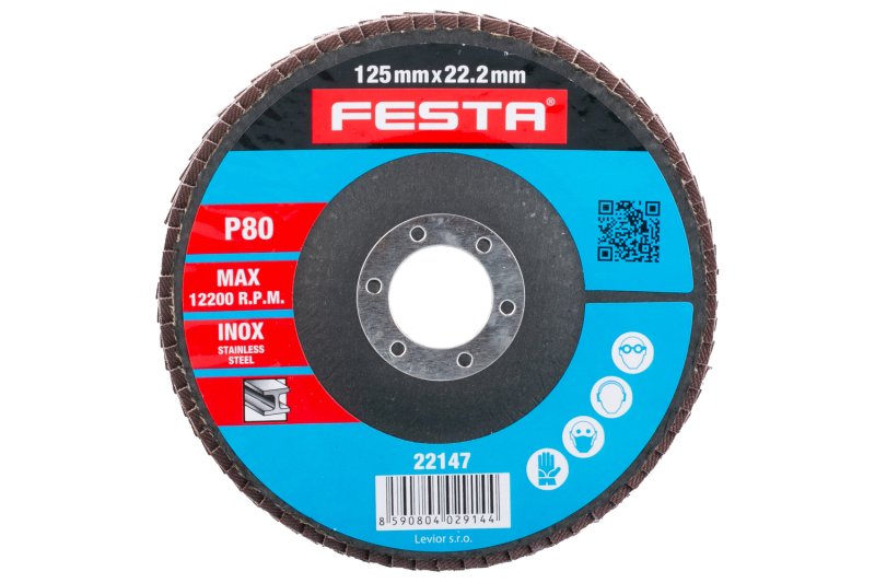 Festa kotouč brusný lamelový 125 P80 22,2 mm 22147.01, na úhlovou brusku, zirkon