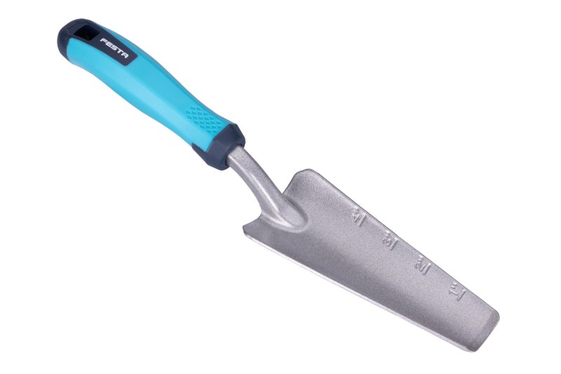 Festa Garden lopatka zahradní úzká 340mm ALU, 44862.01 hliníková, modrá rukojeť