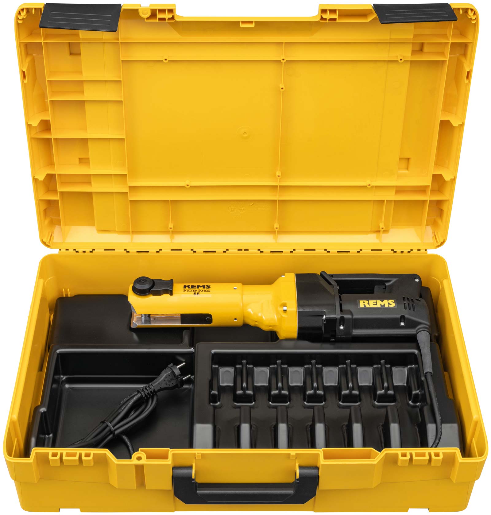 Rems Power-Press SE hydraulický lis na trubky 230V, 572113, kufr XL-Boxx Basic-Pack, 32 kN