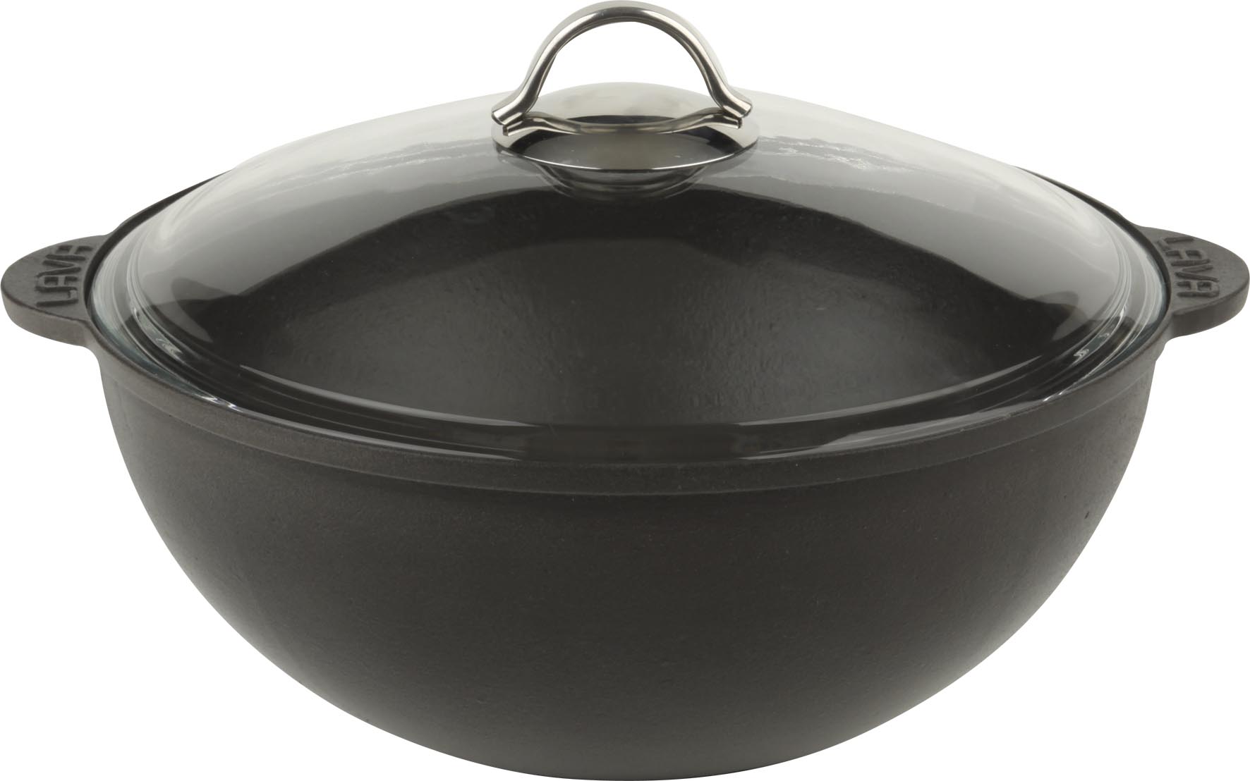 Litinový hrnec Wok 30 cm, 6l + skleněná poklice LAVA Metal LVYKZ30K3
