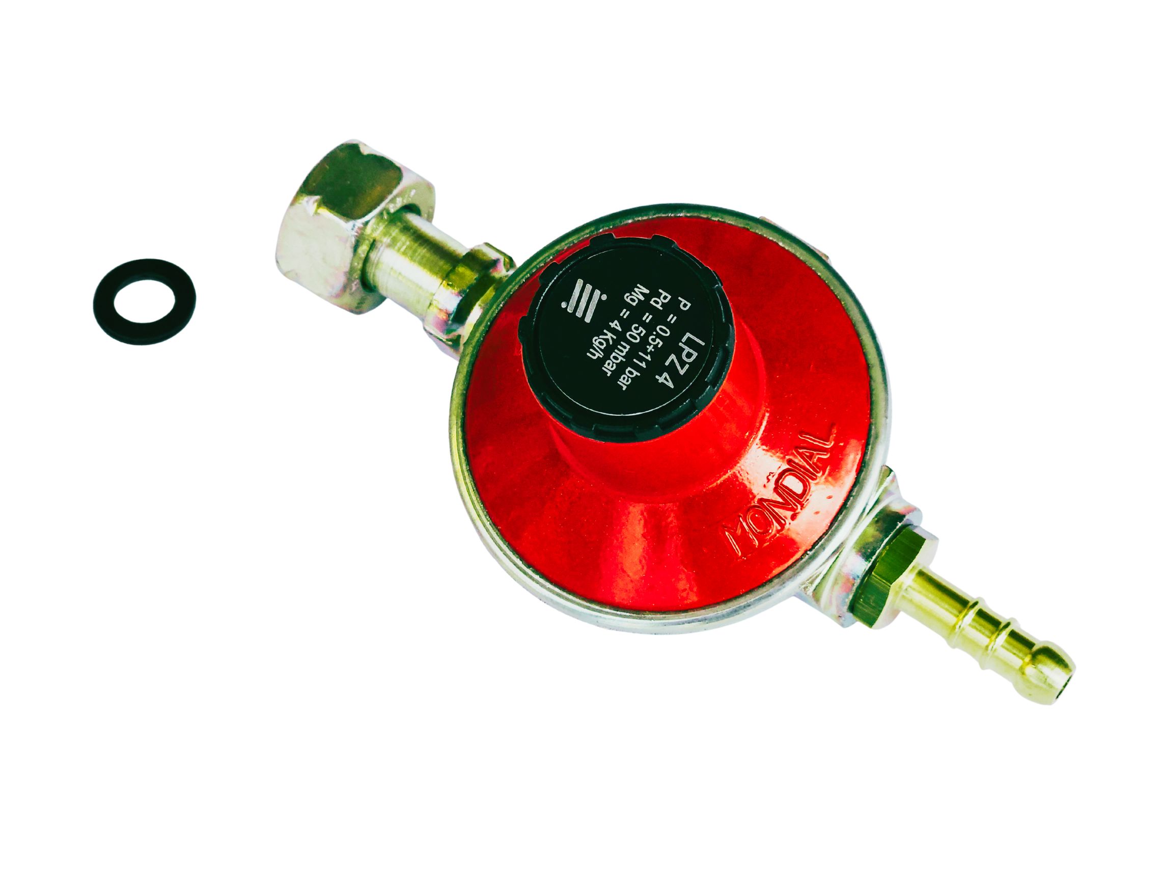 Výkonný plynový regulátor PB MONDIAL LPZ 4, průtok 4 kg/h, 50 mbar, 10122, červený
