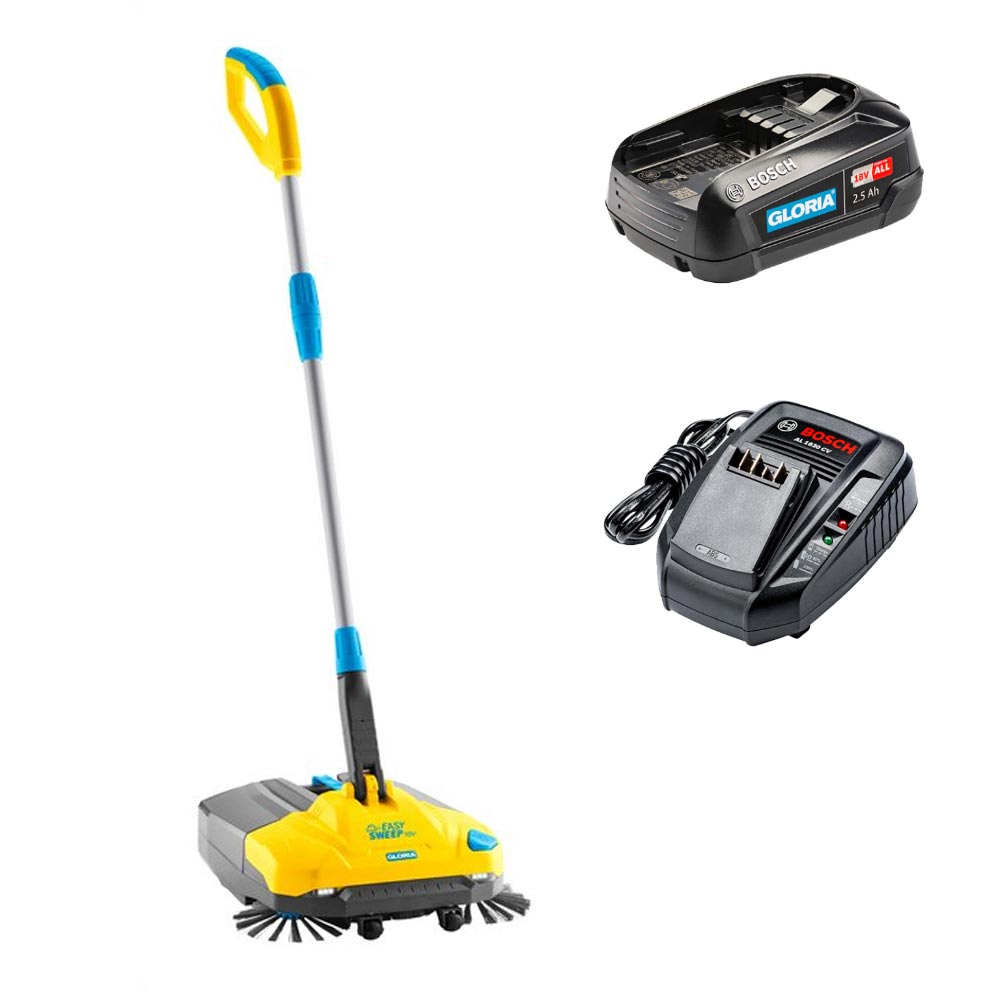 GLORIA EasySweep 18V – Akumulátorový zametací stroj 001501.0000 + 2,5Ah baterie, nabíječka