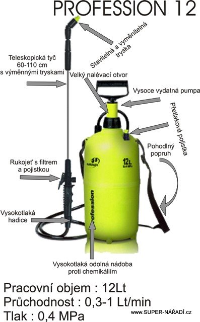 Postřikovač Profession 12 L s popruhem PROFI Marolex S034.141