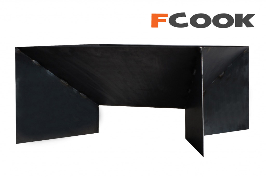 FCOOK kovové ohniště 70x70cm Pan2, čtvercové - černé na zahradu Square