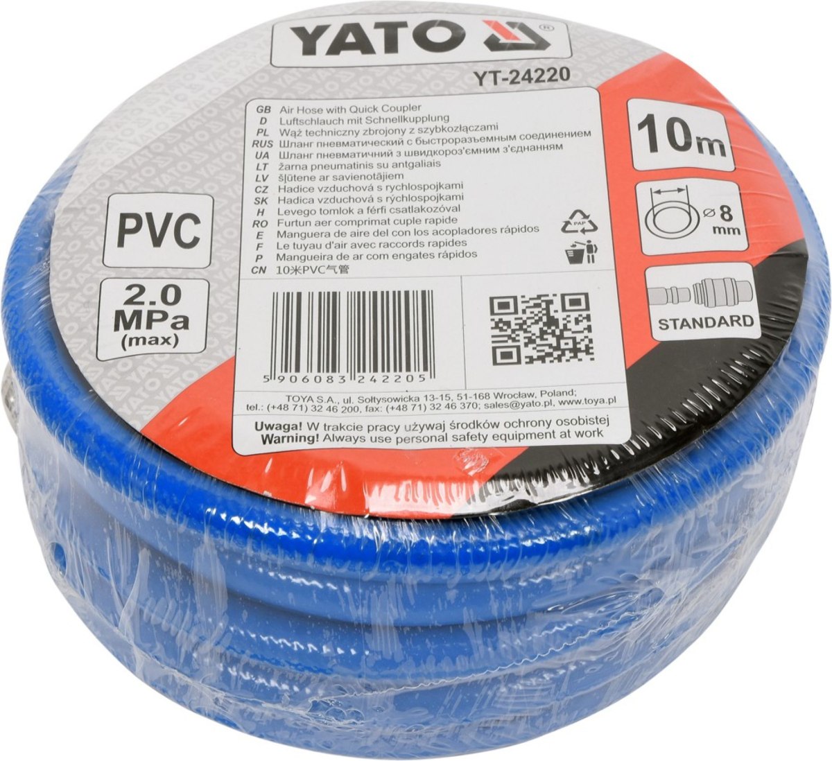 Yato Hadice vzduchová PVC 8mm, 10m, YT-24220