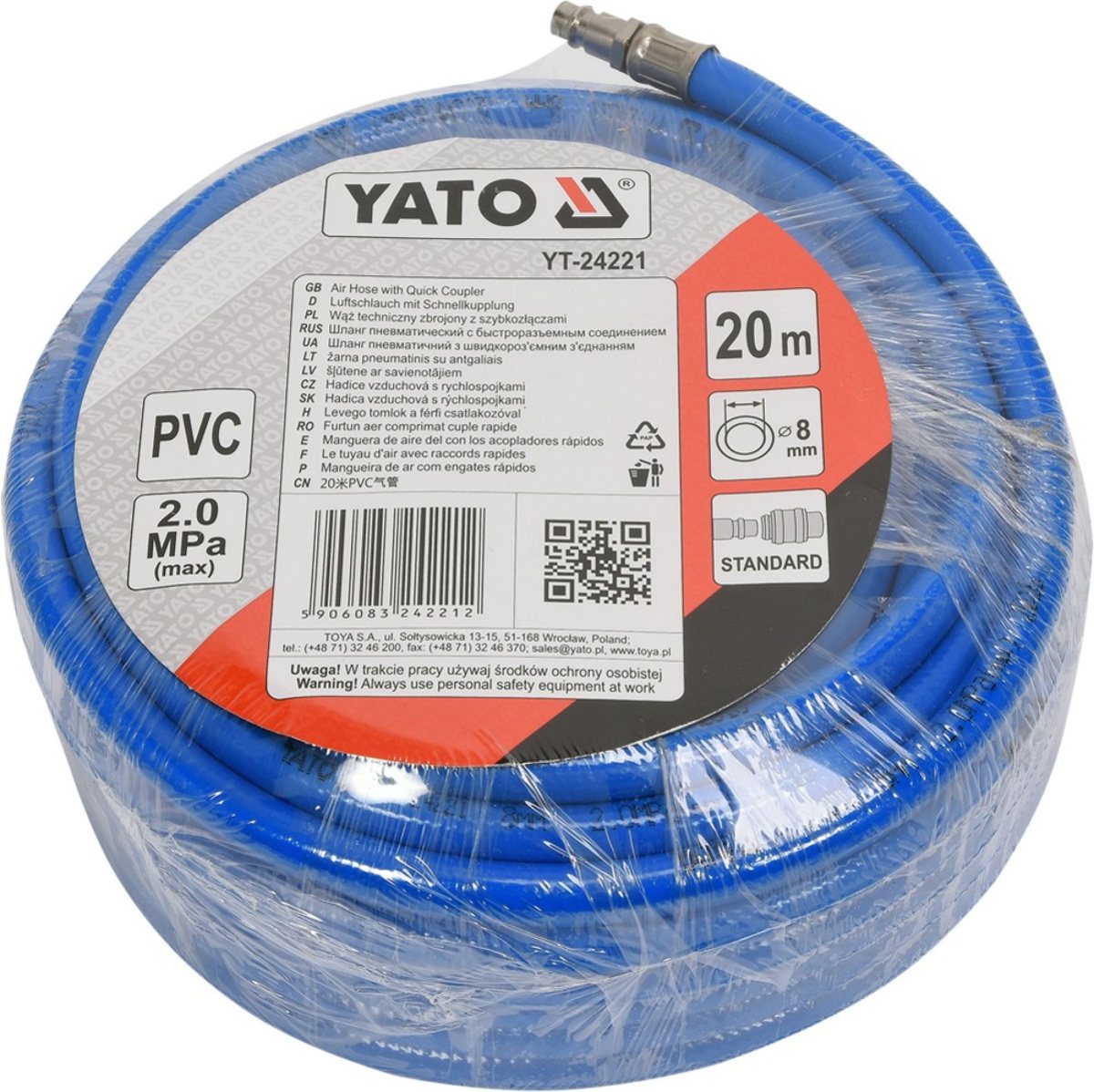Yato Hadice vzduchová PVC 8mm, 20m, YT-24221