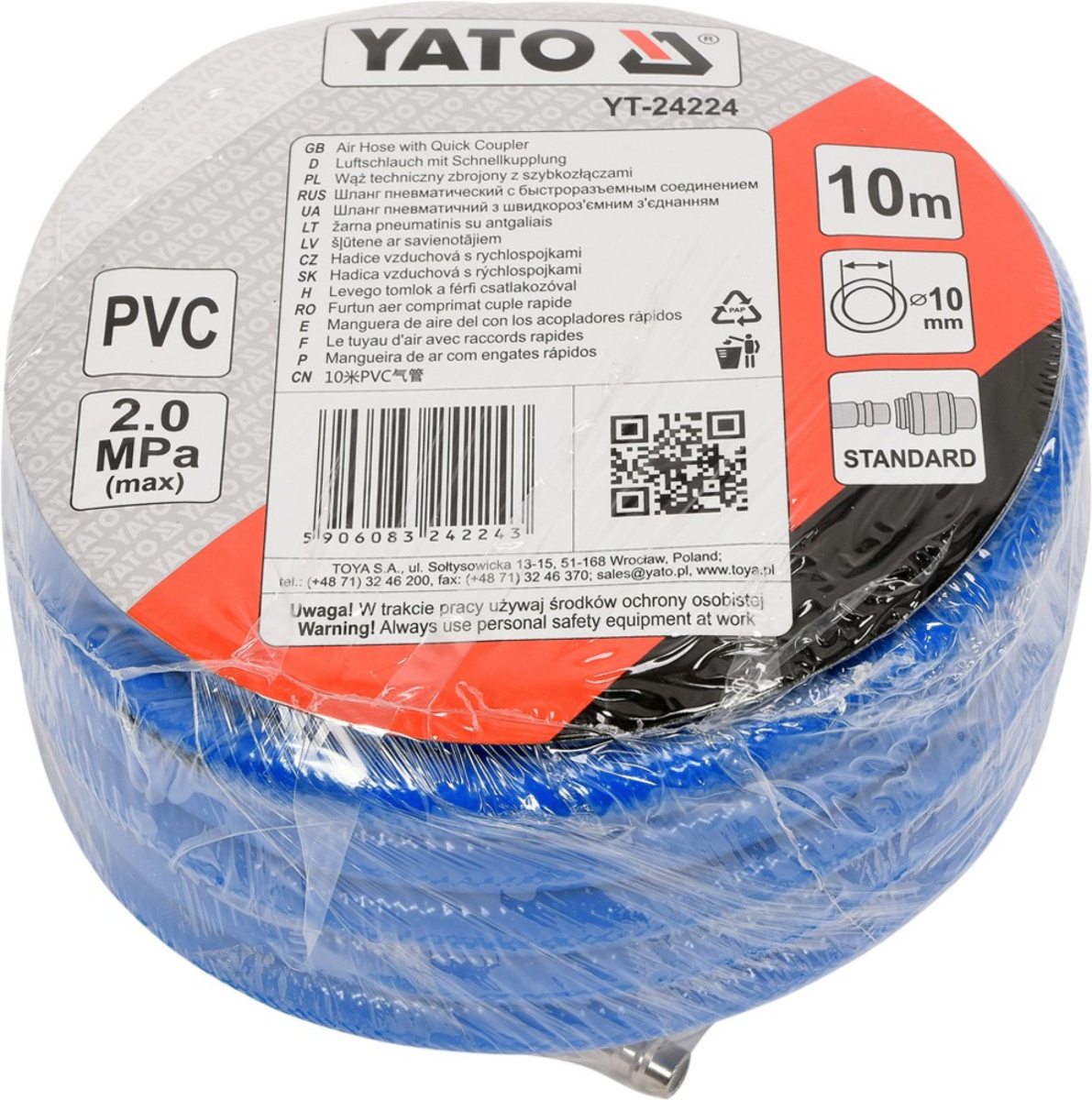Yato Hadice vzduchová PVC 10mm, 10m, YT-24224