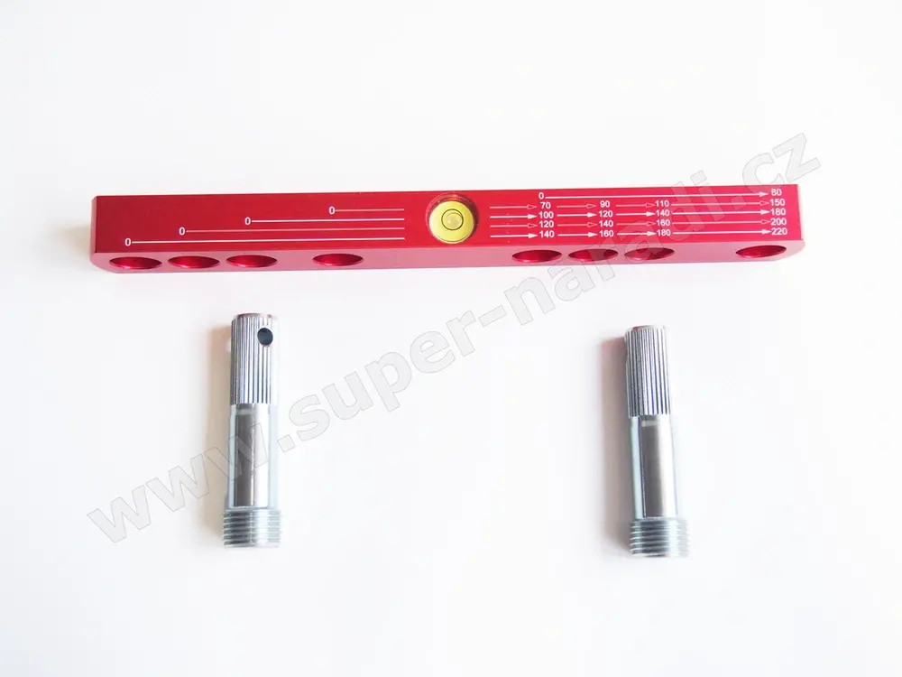 Hliníková vodováha 70-220 mm pro usazení vodovodních baterií ICOMAR 00927.02