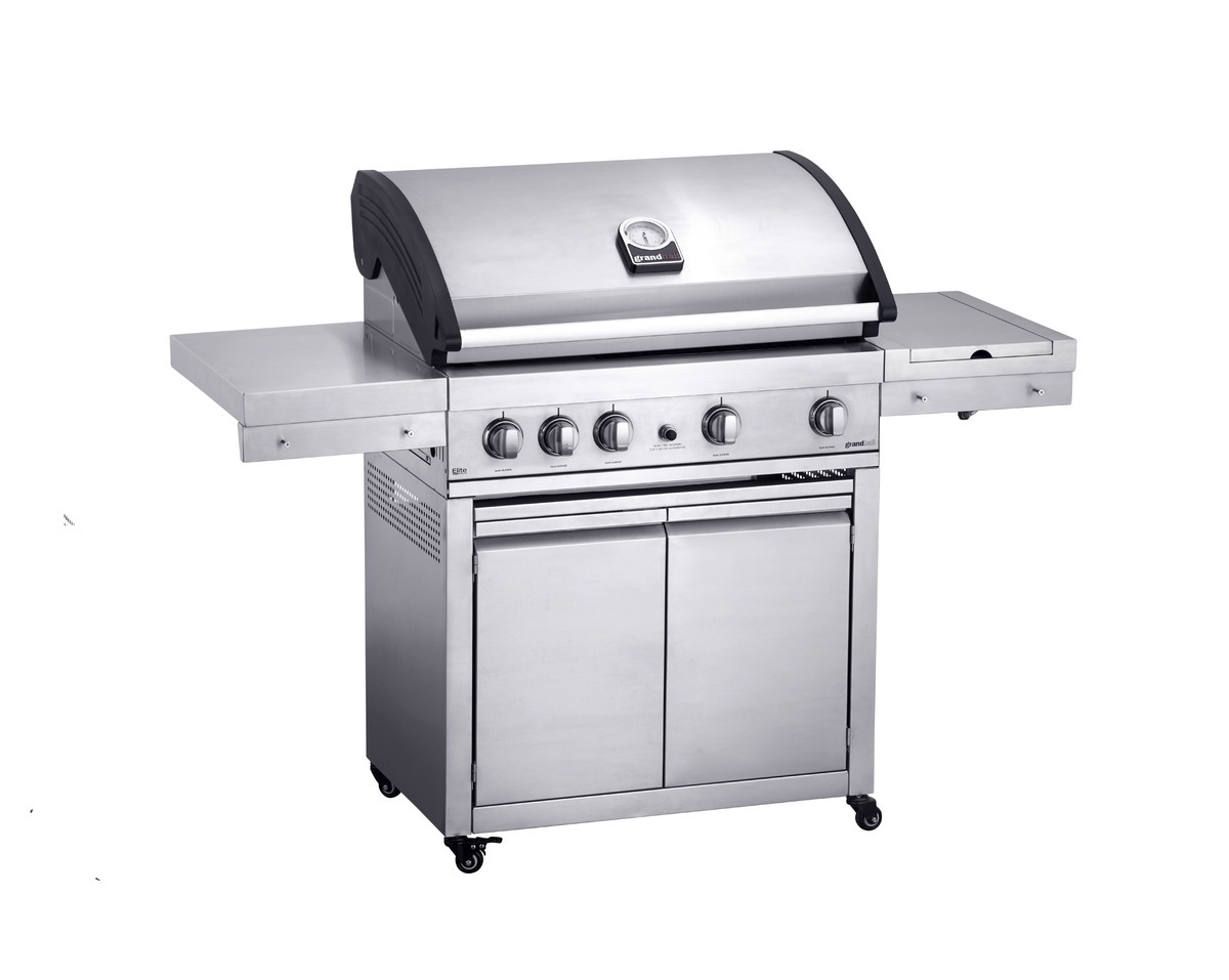 GrandHall Plynový gril ELITE G4 K04000209A 16,8 kW nerez se zadním infra a bočním hořákem