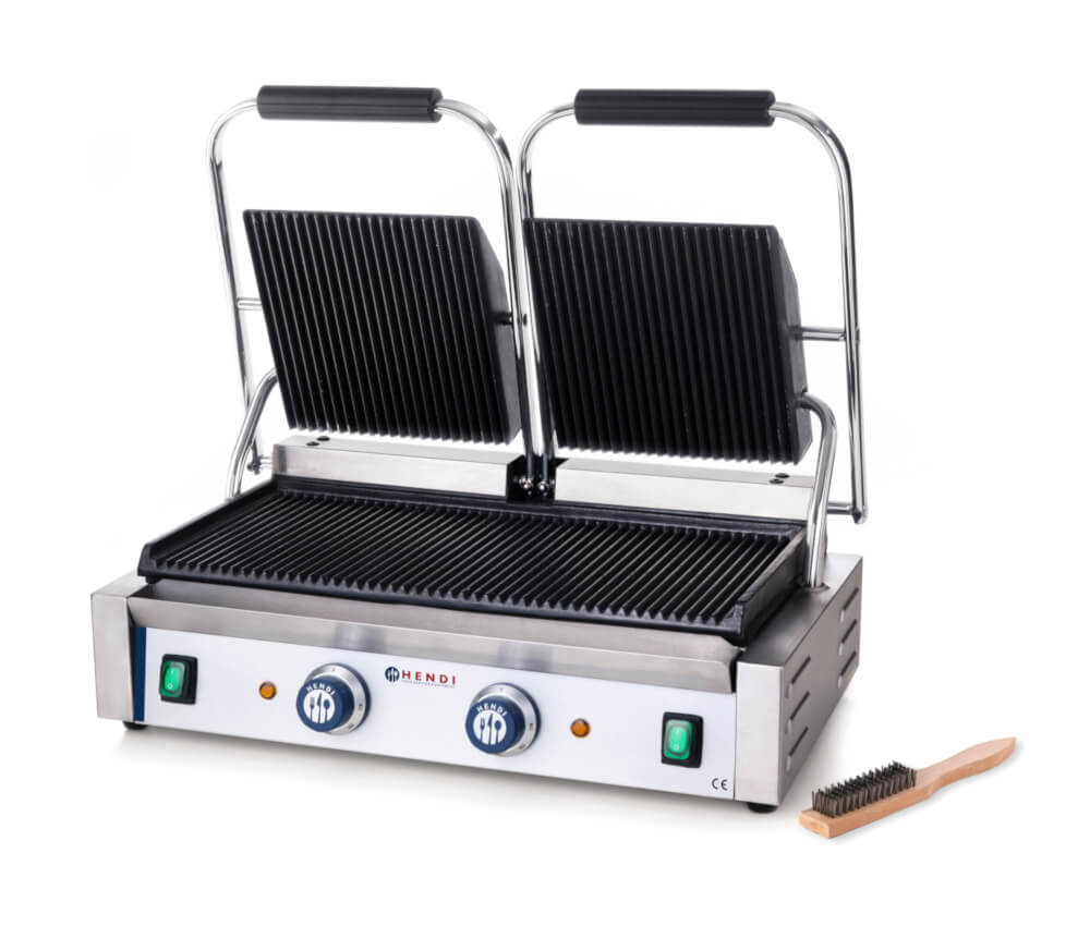 Hendi Kontaktní gril 48x23 cm DUO vroubkovaný 230V, 3600W, 263709