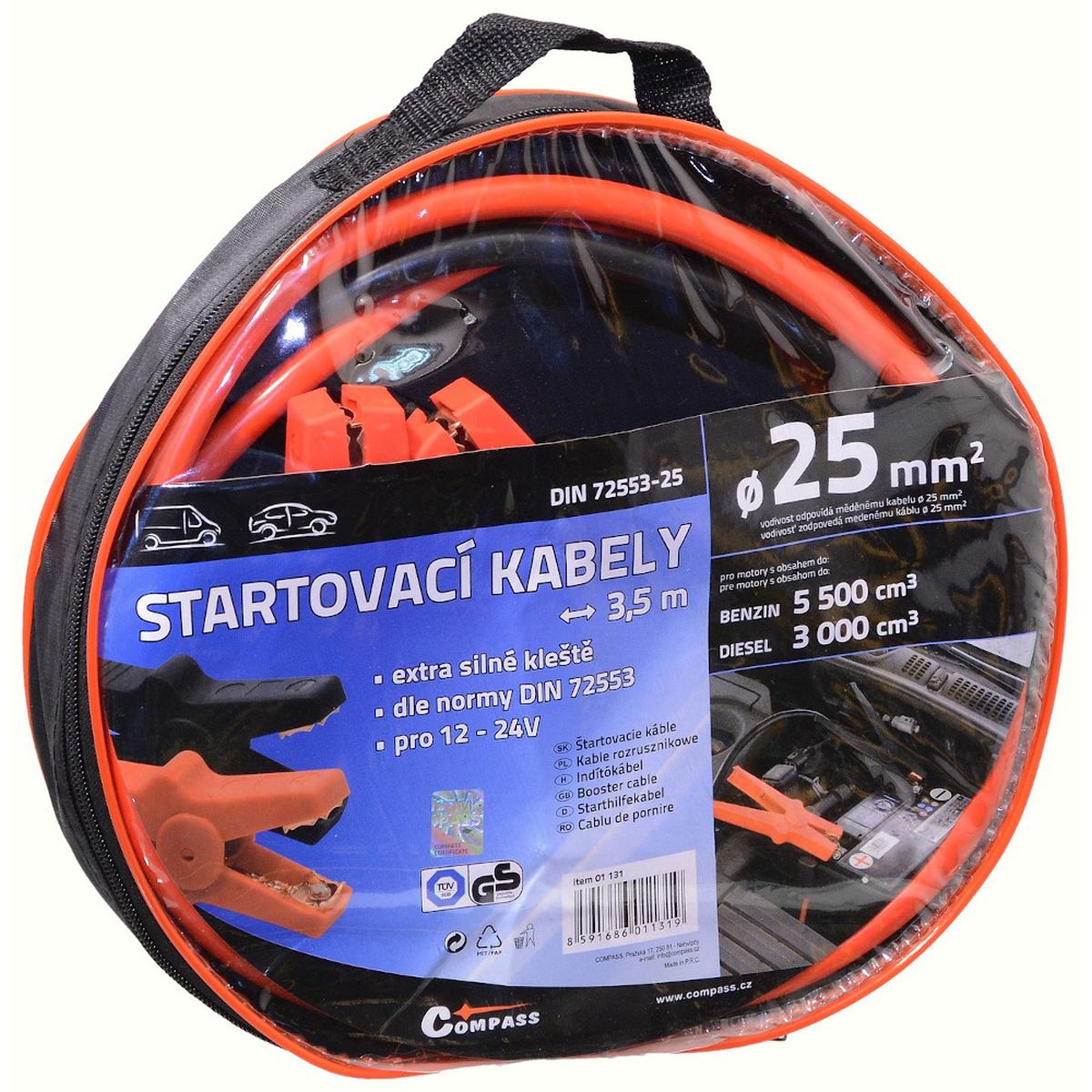 Startovací kabely 25 délka 3,5m TÜV/GS DIN72553 Compass 01131
