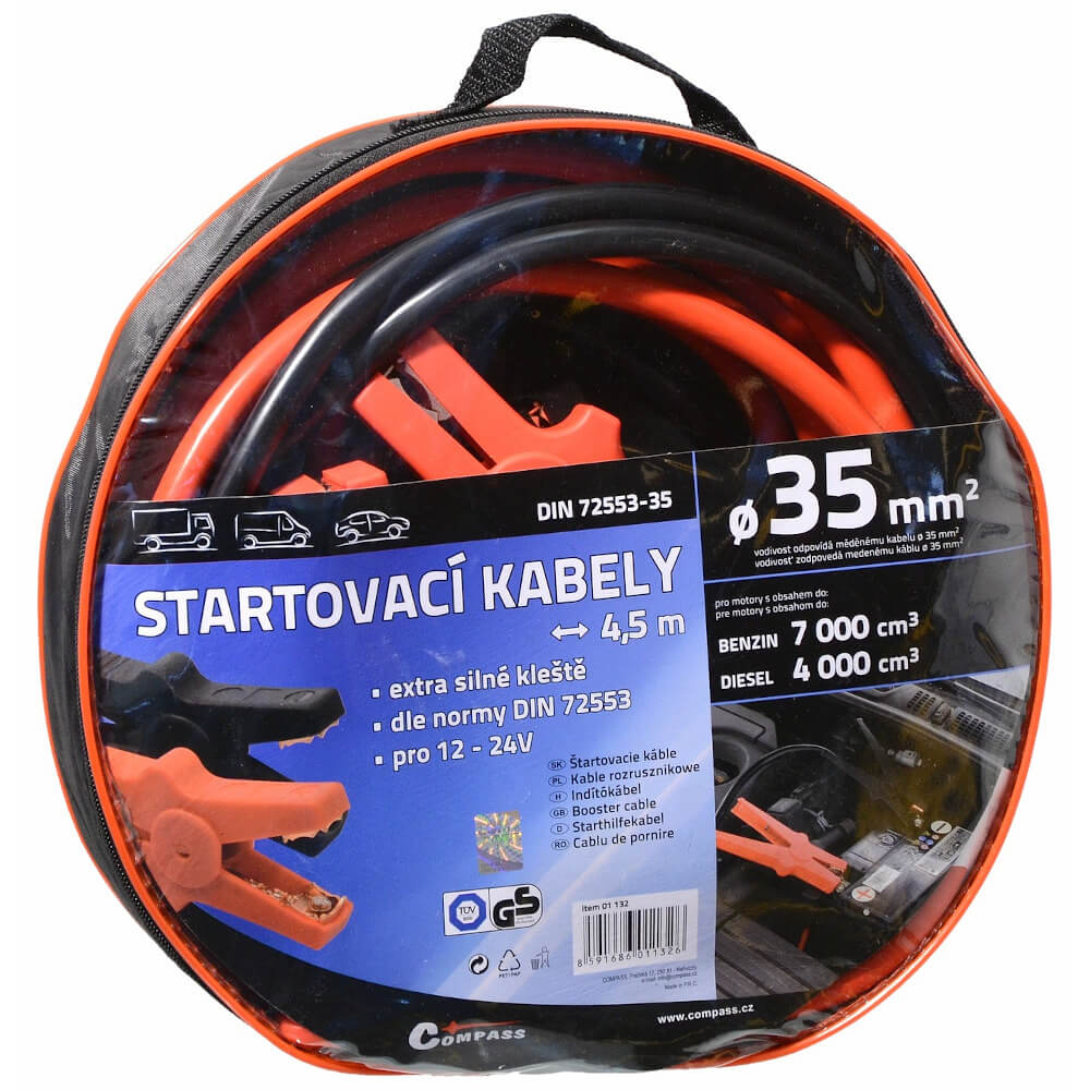 Startovací kabely 450A 35mm2 délka 4,5m TÜV/GS DIN72553 Compass 01132