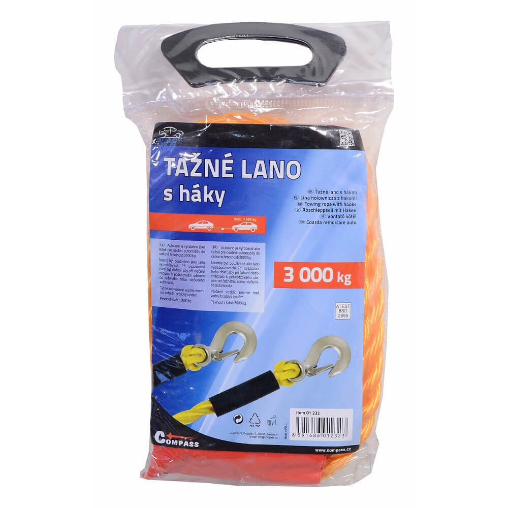Lano tažné 3000 kg s karabinami Compass 01232