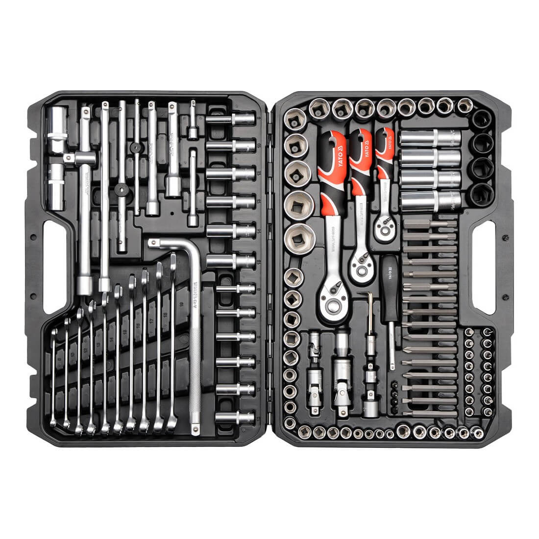 Gola sada 1/2", 3/8", 1/4" + příslušenství 128 ks Yato 38872