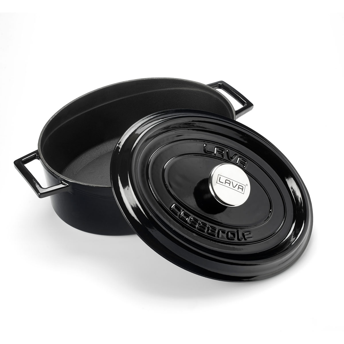 Litinový černý hrnec 29 cm smalt, oválný Lava Metal LVOTC29K2BL