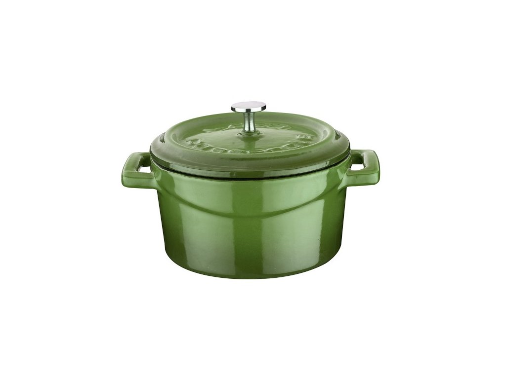 Litinový zelený hrnec 10 cm smalt, kulatý Lava Metal LVYTC10K2G