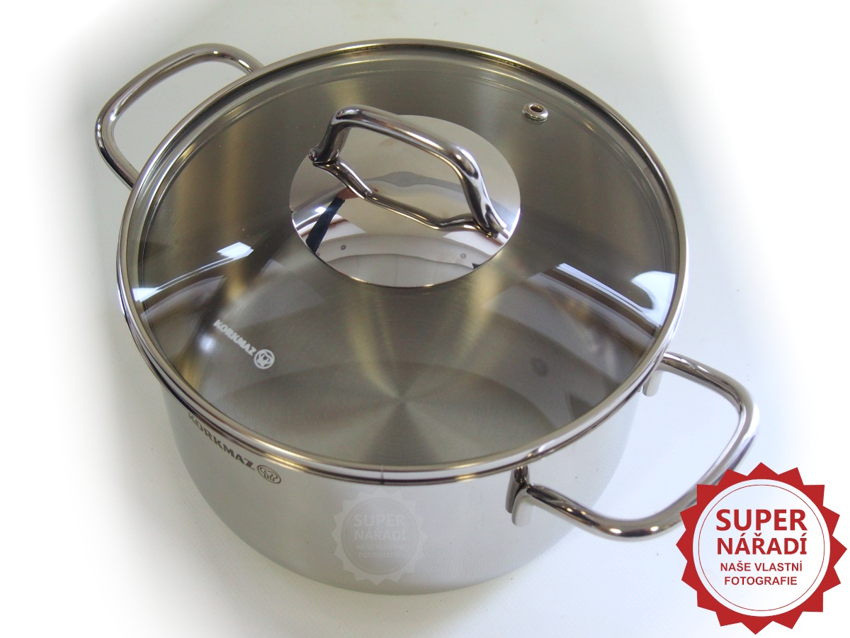 Perla Nerezový hrnec 20 cm 3,5 l + poklice Korkmaz A1655