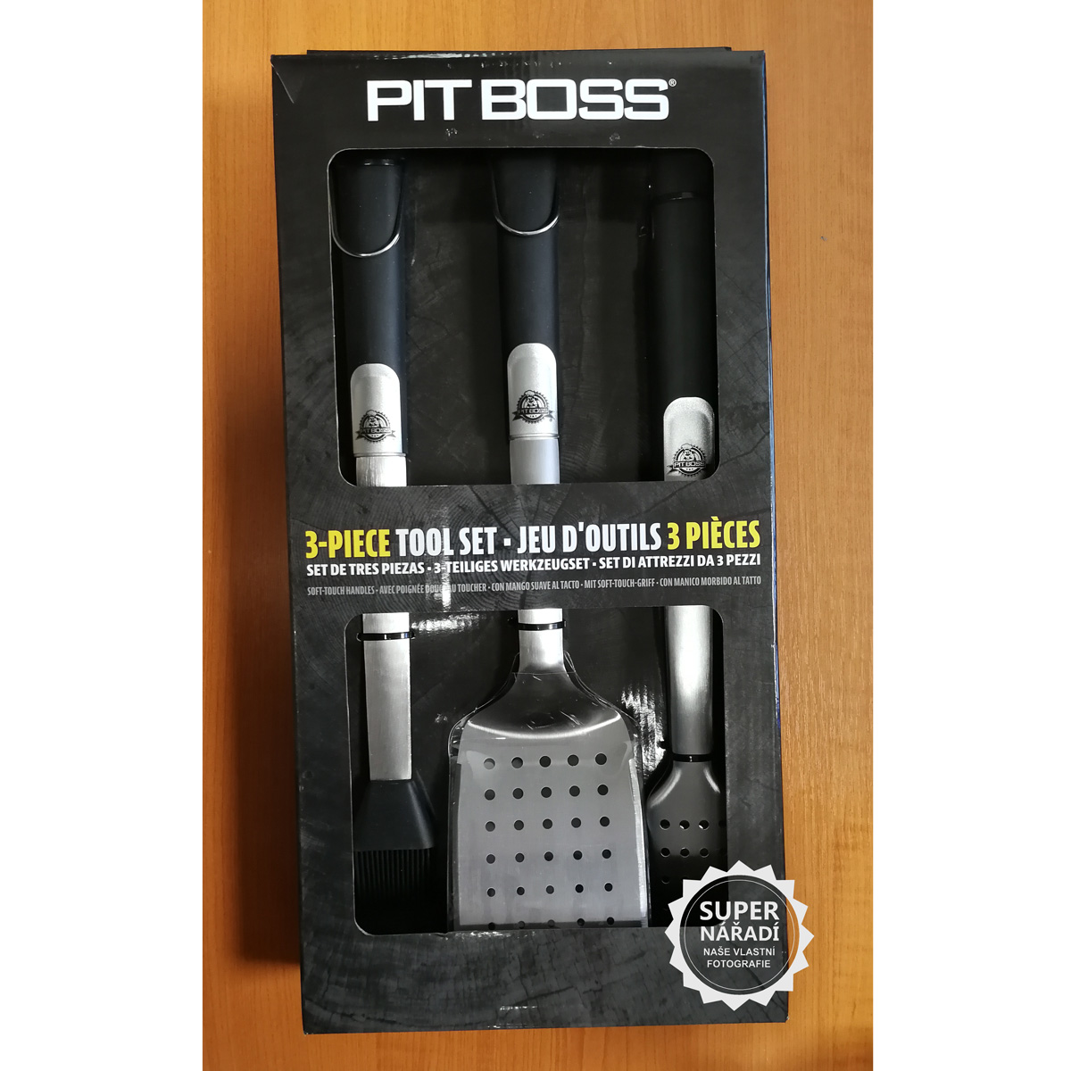 Pit Boss 3-dílná sada grilovacích nástrojů 45 cm 20006, nerez - černé