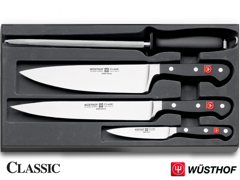 Wüsthof Sada nožů 3 ks + ocílka CLASSIC 1120160403