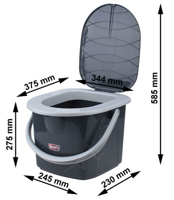 WC kbelík 15,5 l černý, plastový s poklopem BRANQ P1305-C
