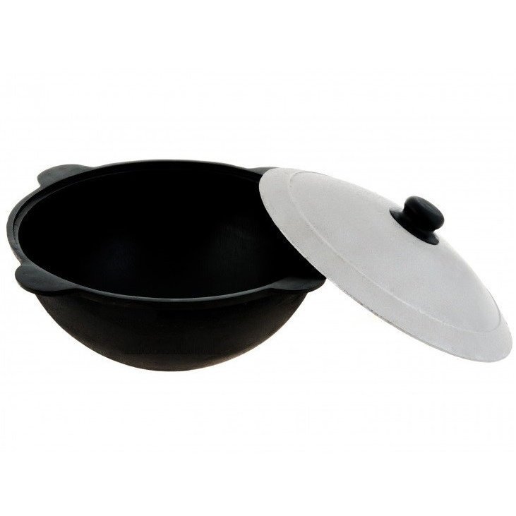 Litinový uzbecký kotlík 16 l, 45 cm, kazan + hliníková poklice Davr LE160A, 8mm