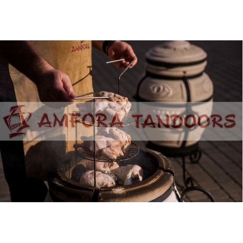 4-patrový grilovací rošt 29 cm, nerez Amfora Tandoors 000698 do keramické pece