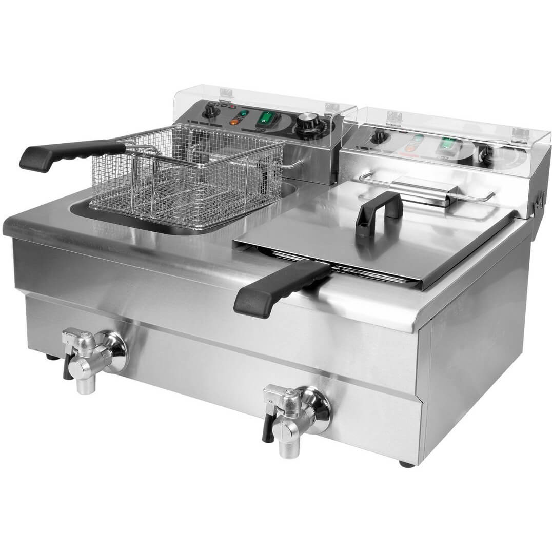 Yato Fritéza 12+12 l s ventilem, 2x5 kW 400V, dvoukomorová YG-04634, nerezová