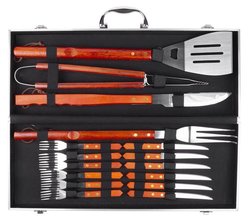 Sada 16-dílná grilovací nářadí v Alu kufříku BBQ 2212061 Strend Pro dřevo+nerez