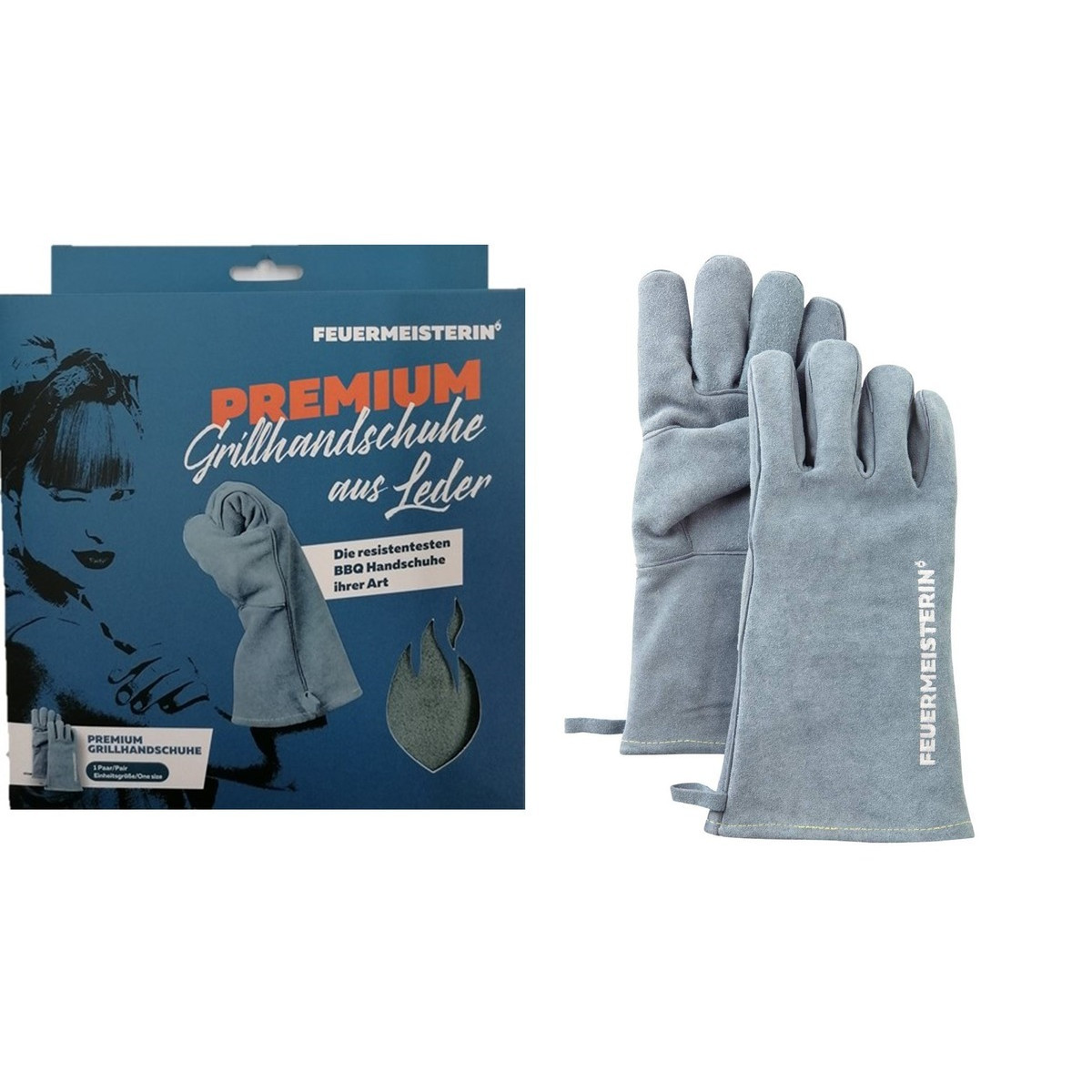 Dámské kožené grilovací rukavice BBQ Premium - pár Feuermeister 501736G13A