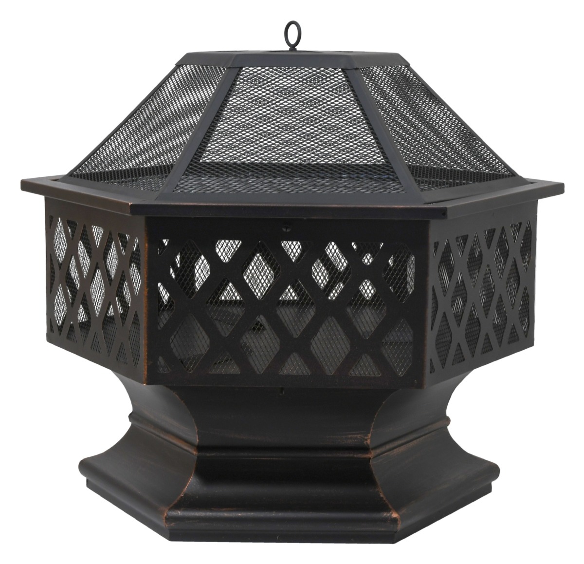 Cattara ohniště Hexagon 13008, 60x70 cm copper patina s poklopem + gril rošt, 6 úhelník