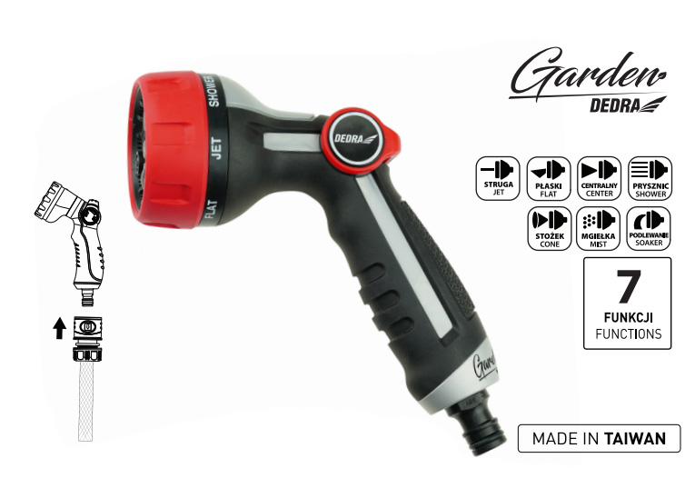 Dedra zavlažovací pistole 7 funkcí ULTC 80N253K 1/2" Thumb Control, ovládání palcem