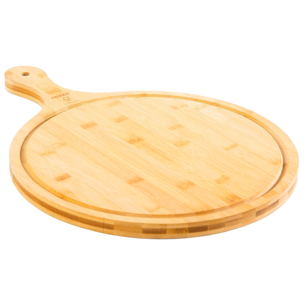 Cozze Bambusové prkénko 35 cm na pizzu, kulaté s rukojetí 90316