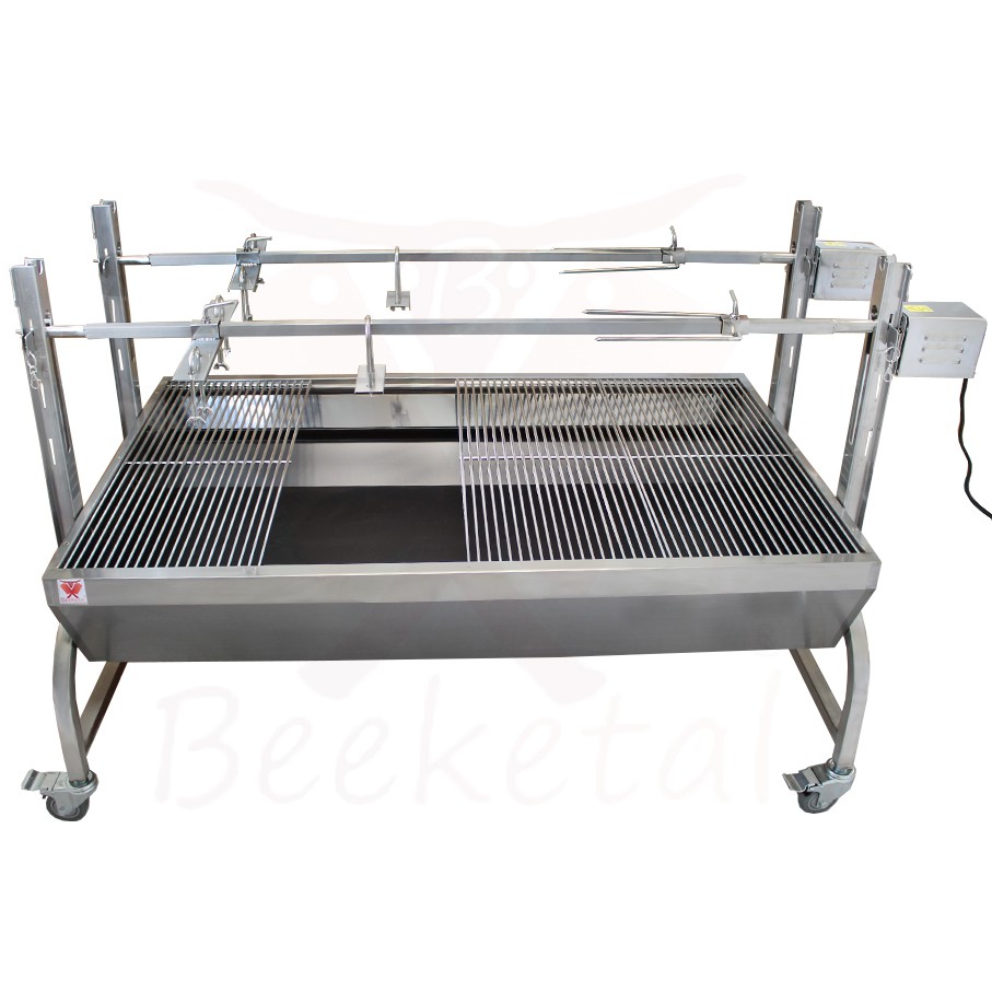 Nerezový gril, 2x rožeň do 35 Kg XXXL BSG150-D, otevřený Beeketal