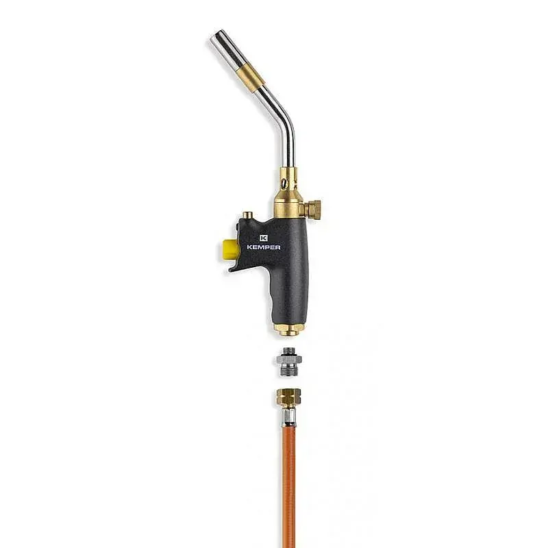 Pájecí hořák Kemper 1062ETCF Kemap Turbo 4,7 kW, piezo na kartuše 7/16" EU i plyn 3/8" s hadici 2172722