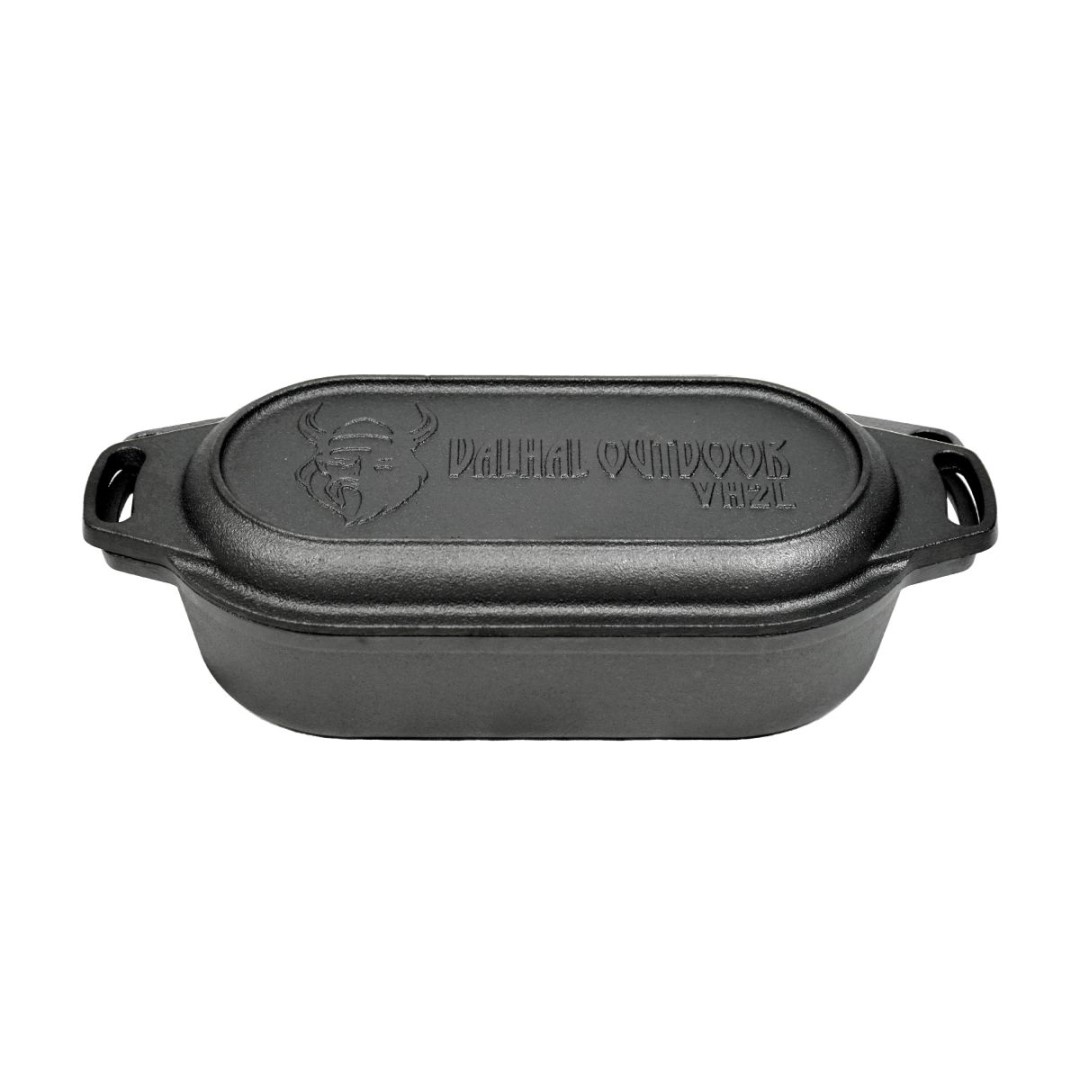 Litinový oválný hrnec 2 l, Dutch Oven Valhal Outdoor VH2L multifunkční